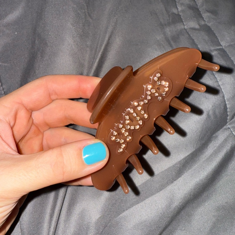 SKIMS Brown Rhinestone Accent Hair Claw Clip - Women Accessories